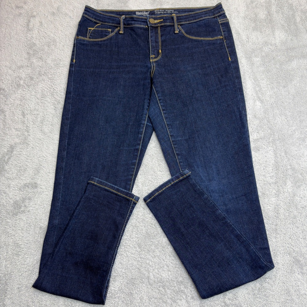 Mossimo Mid Rise Stretch Denim Jeans Women 10/30L Dark Wash Blue Power Jeggings